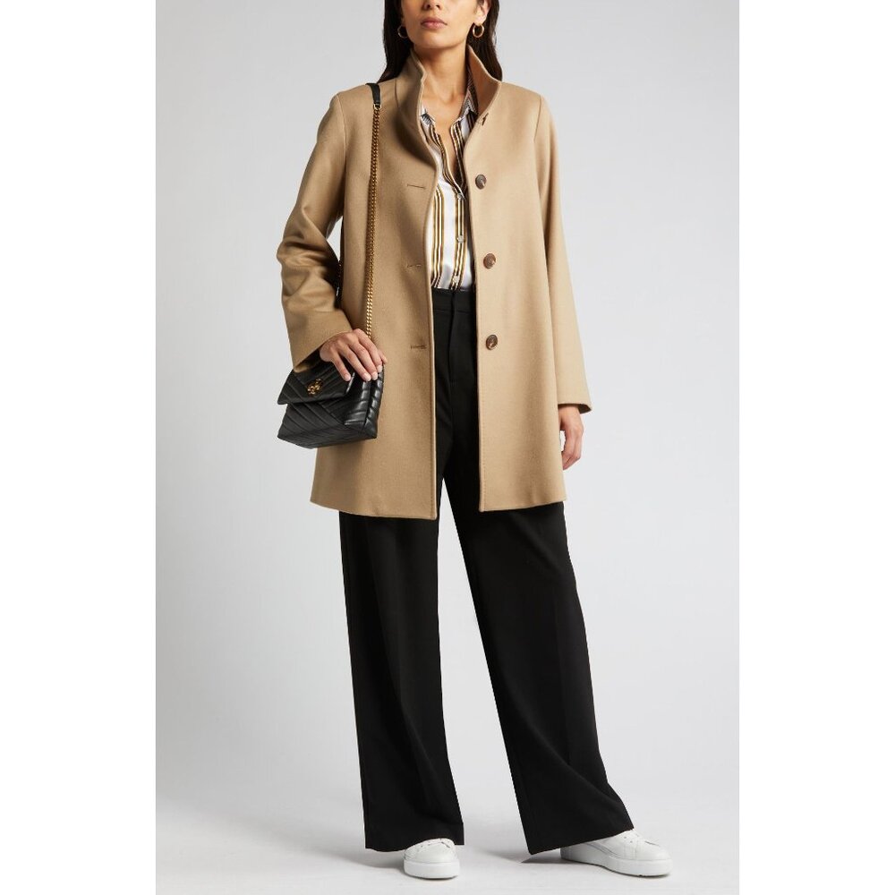 🆕FLEURETTE Dawn Wool Stand Collar Car Coat Camel Tan 10 - Picture 6 of 16
